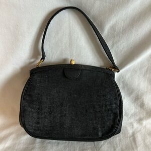 Vtg Chic 1950’s/60’s MORRIS MOSKOWITZ MM Black Woven Structured Fabric Purse